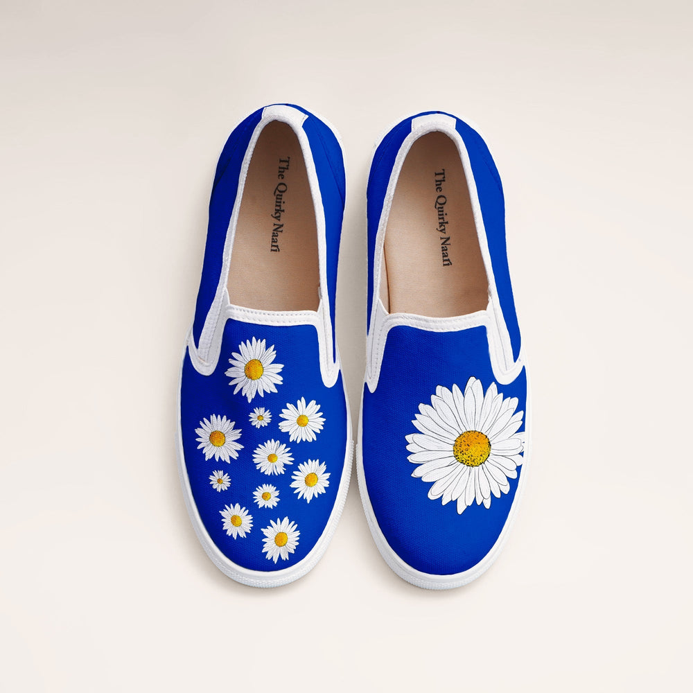 Blue Daisy Slipons - The Quirky Naari
