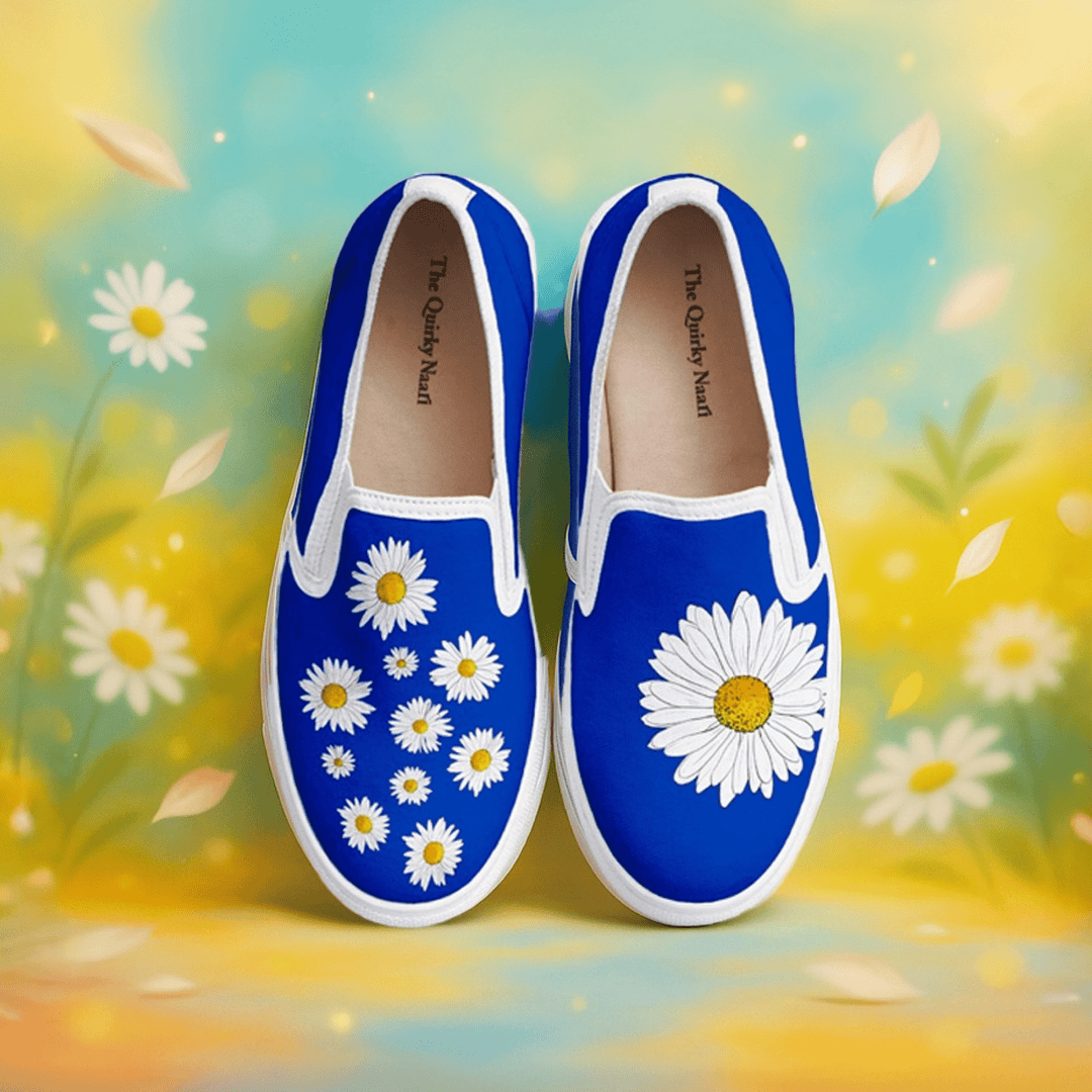 Blue Daisy Slipons - The Quirky Naari