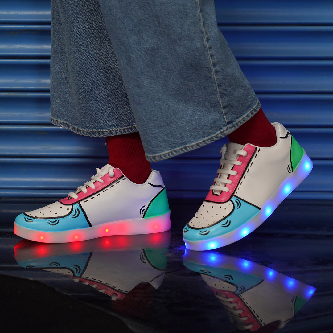 Color Block Sneakers in Aqua (Ankle) - Light Me Up - The Quirky Naari