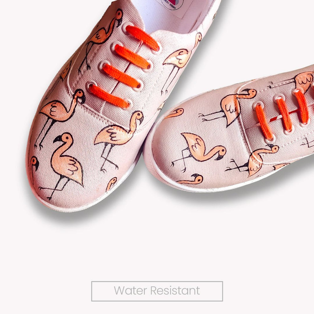 Flamingo in Nude Sneakers - The Quirky Naari