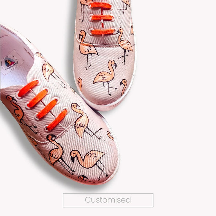 Flamingo in Nude Sneakers - The Quirky Naari