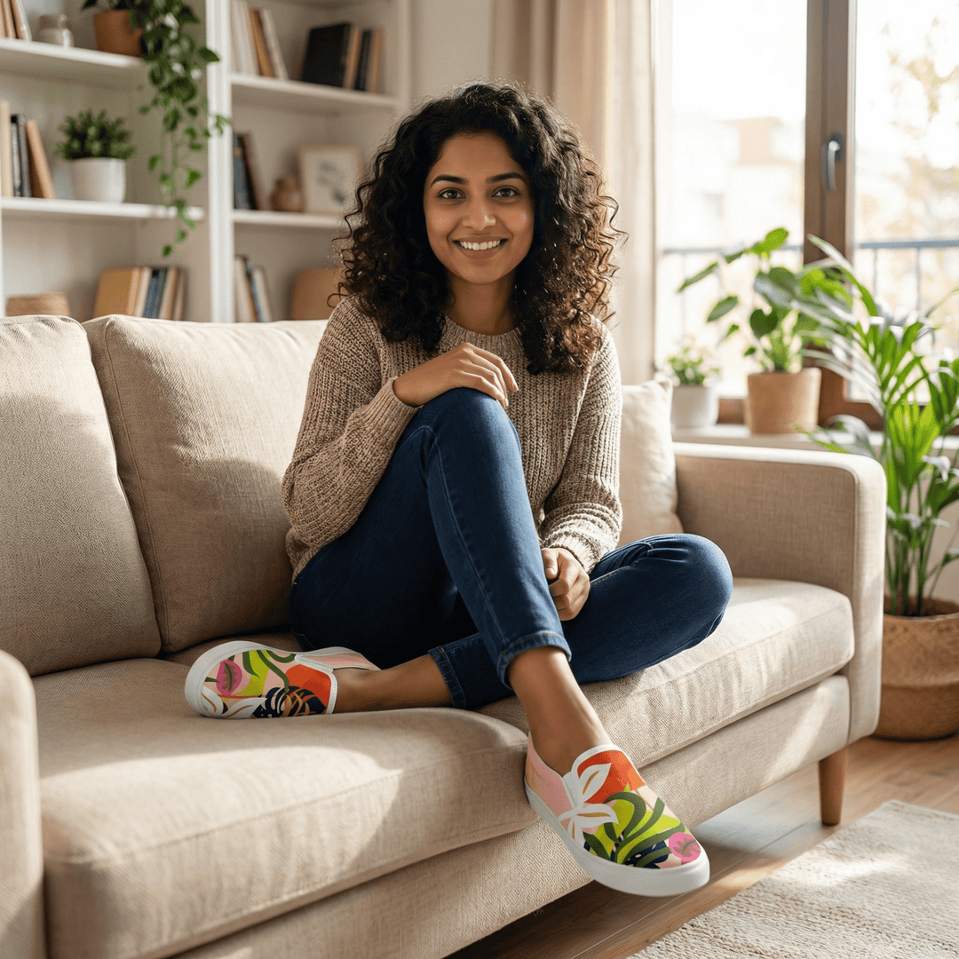 Abstract Floral Slipons - The Quirky Naari