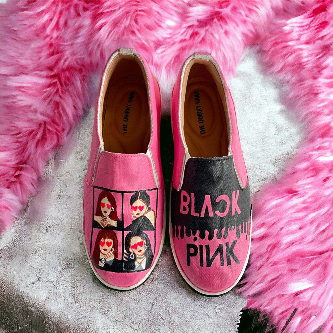 Black Pink Slipons - Sale - The Quirky Naari