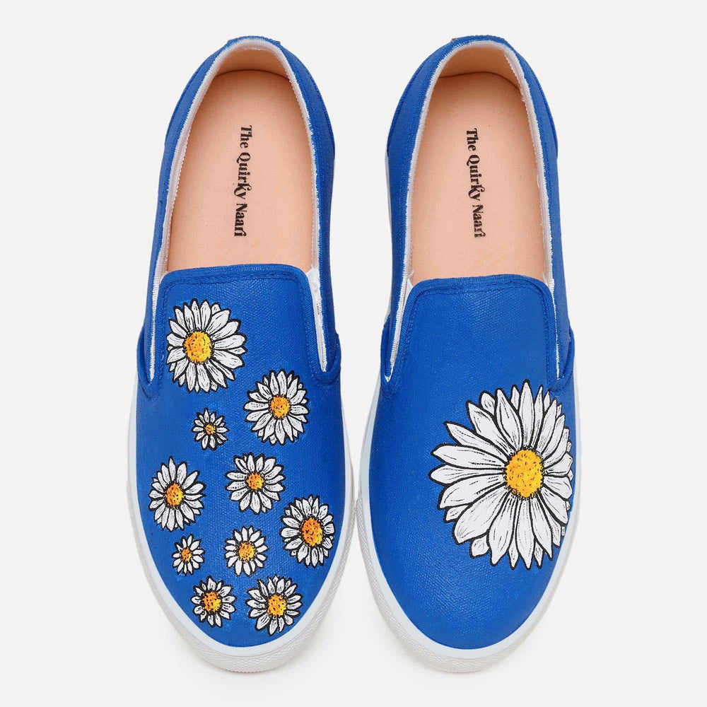 Blue Daisy Slipons - The Quirky Naari