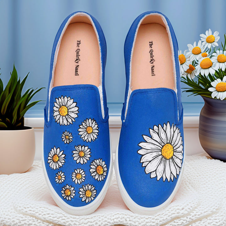 Blue Daisy Slipons - The Quirky Naari