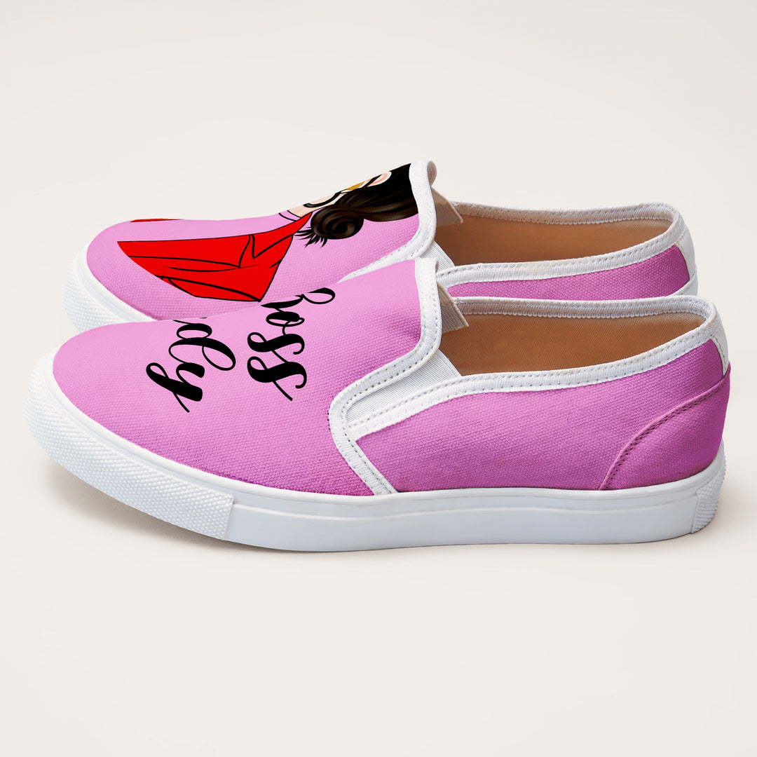 Boss Lady Slipons - Pink - The Quirky Naari