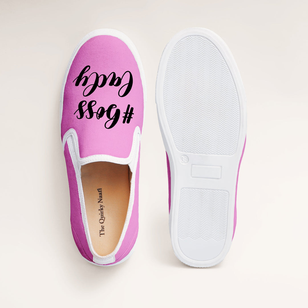 Boss Lady Slipons - Pink - The Quirky Naari