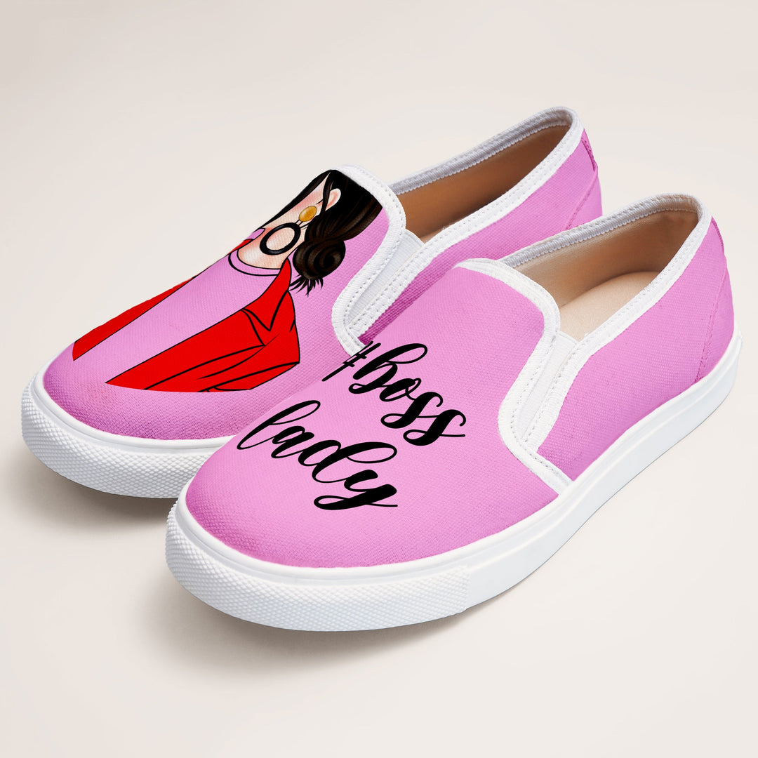 Boss Lady Slipons - Pink - The Quirky Naari