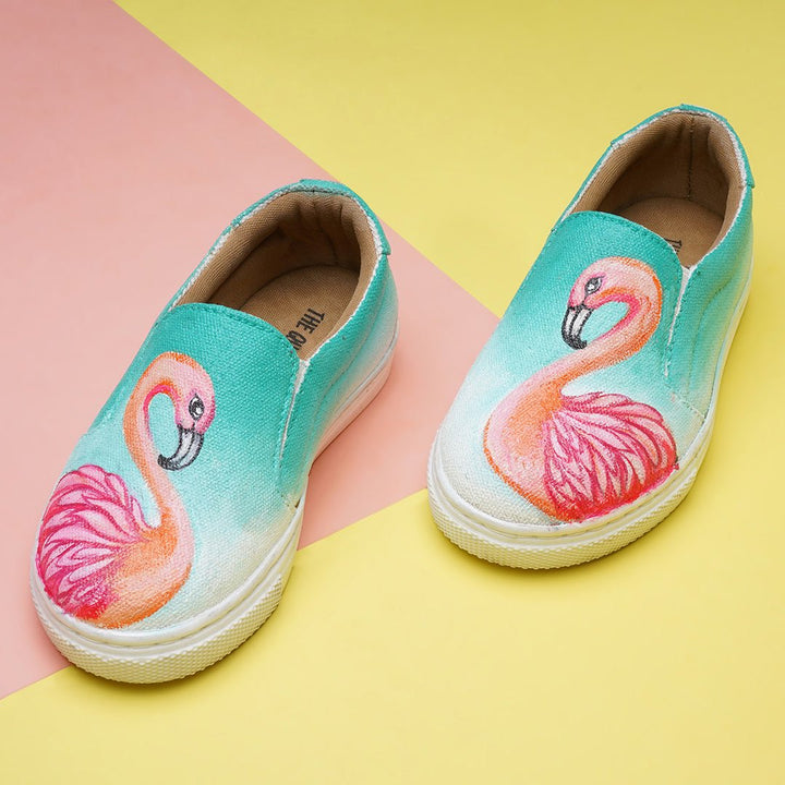Cutesy Flamingo Slipons - The Quirky Naari