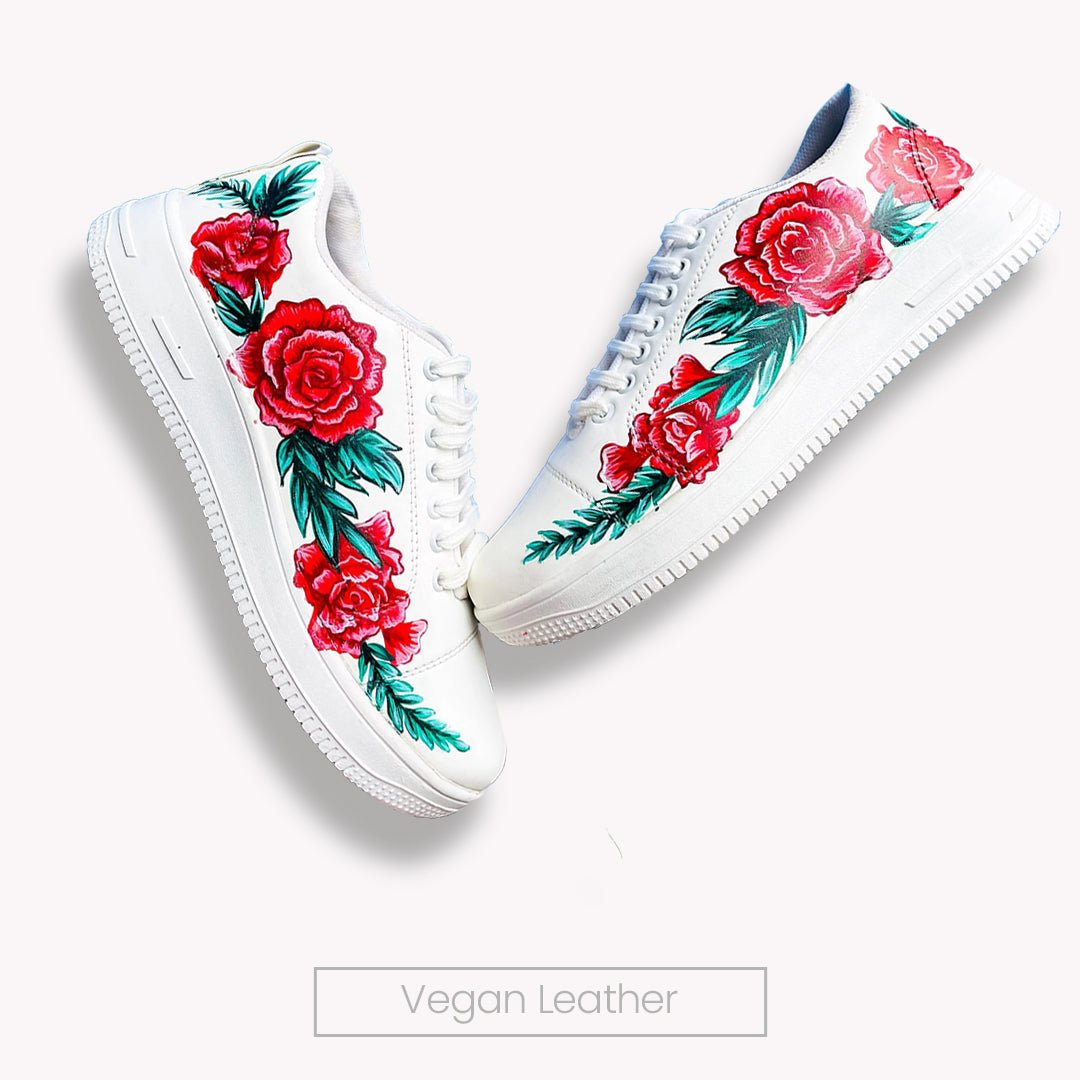 Floral Vegan Leather Sneakers - The Quirky Naari