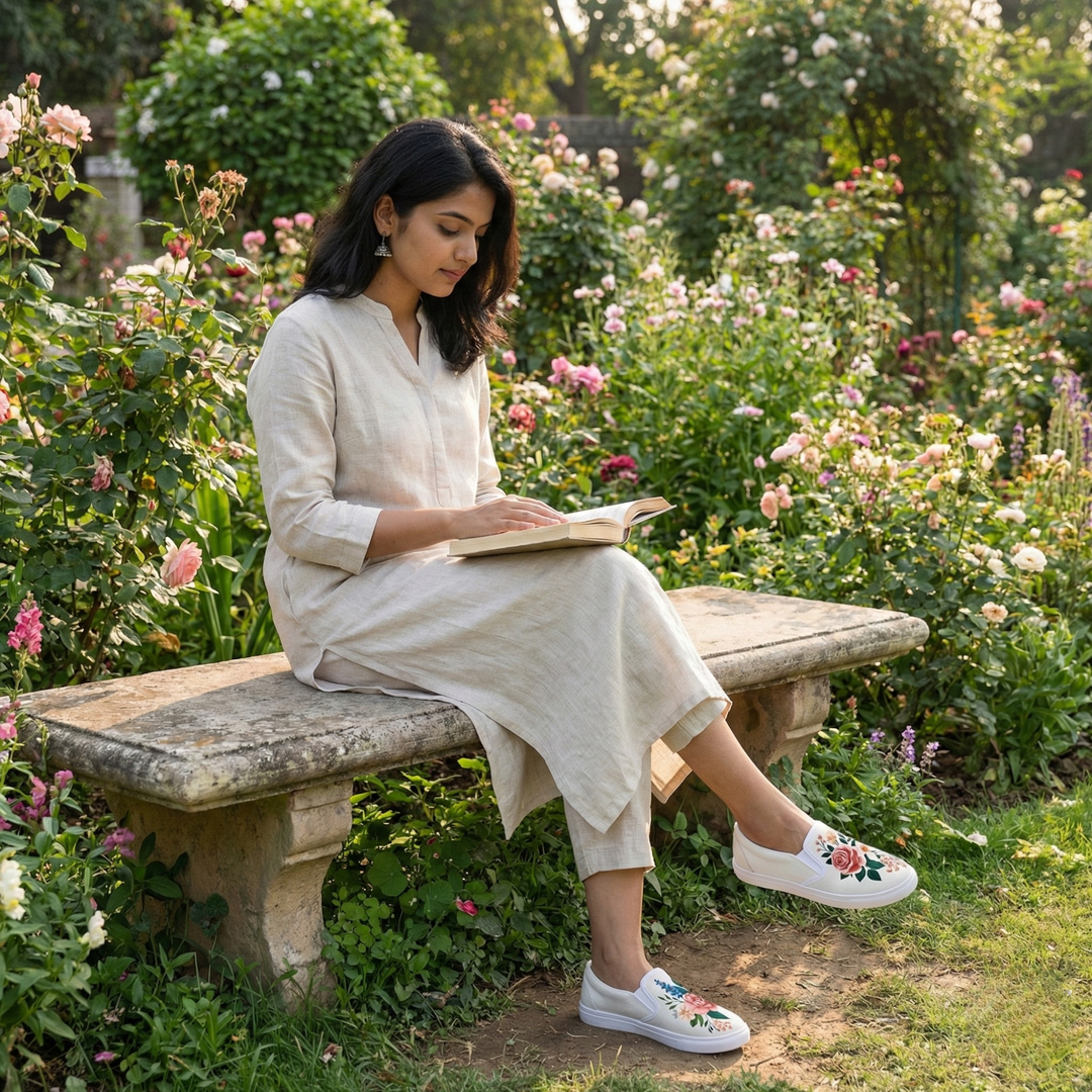 Flower Power Slipons - The Quirky Naari