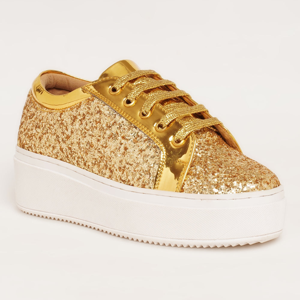 Glitterati Sneakers - Golden - The Quirky Naari