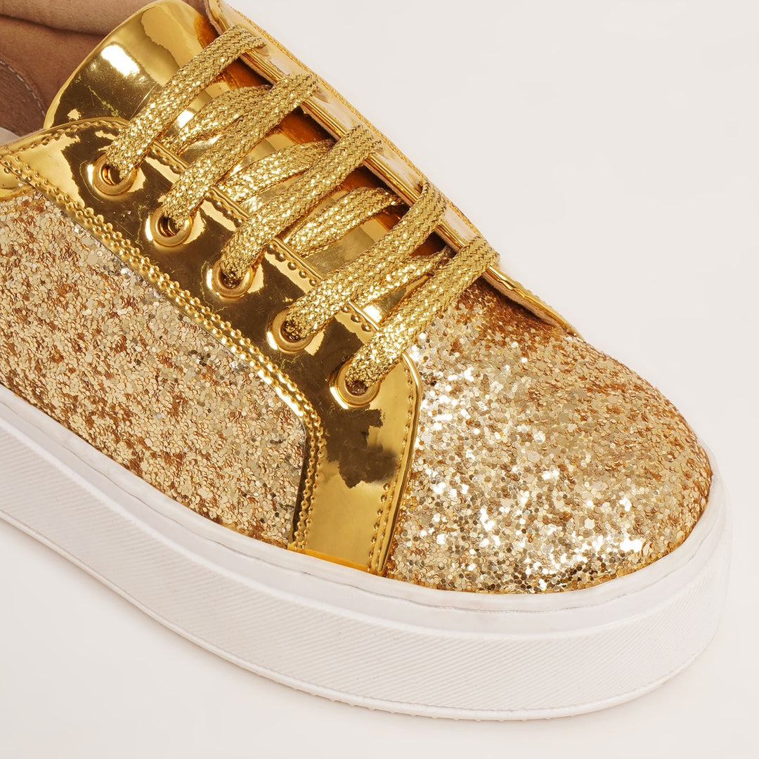Glitterati Sneakers - Golden - The Quirky Naari