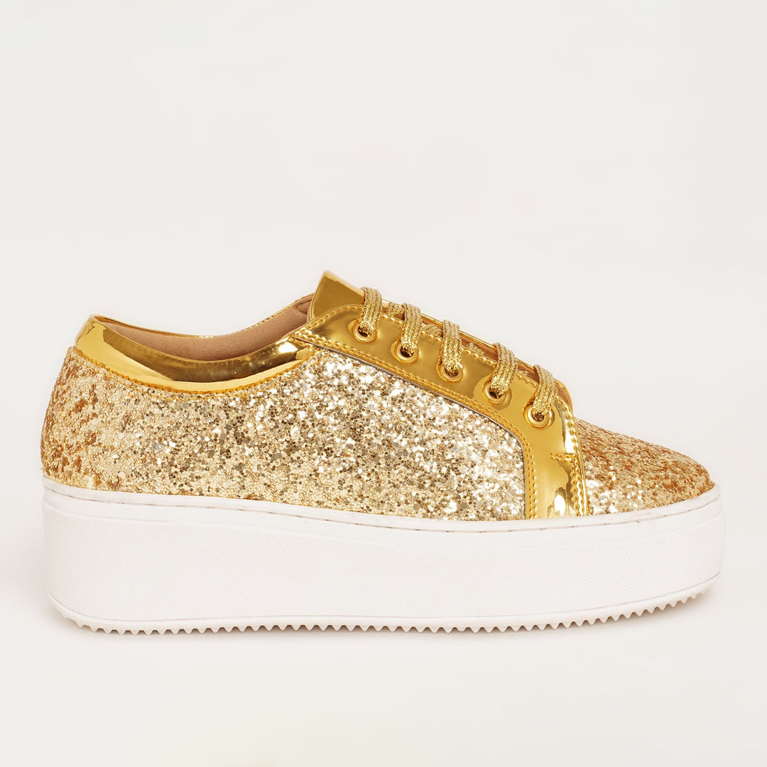 Glitterati Sneakers - Golden - The Quirky Naari