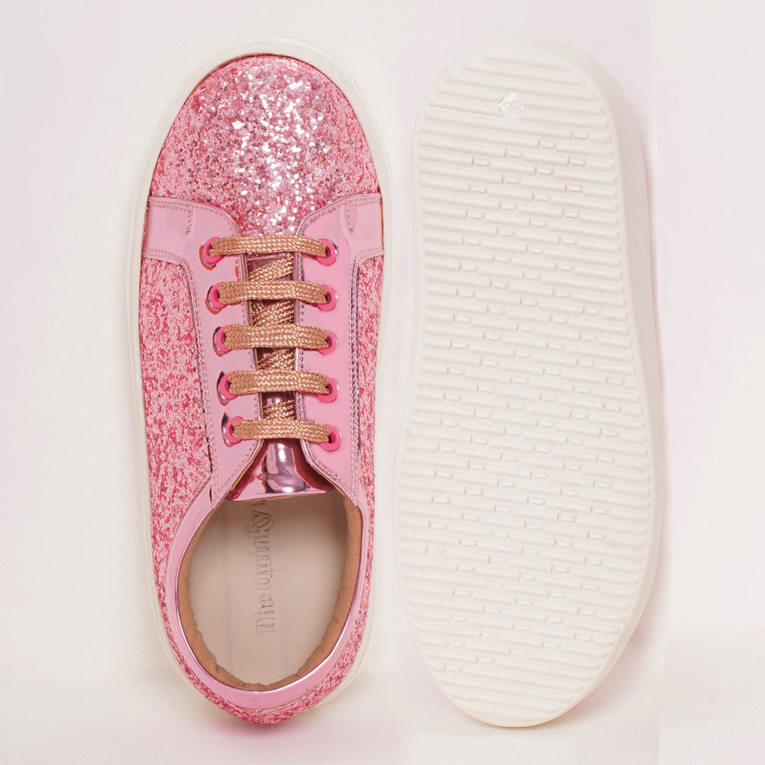 Glitterati Sneakers - Pink - The Quirky Naari