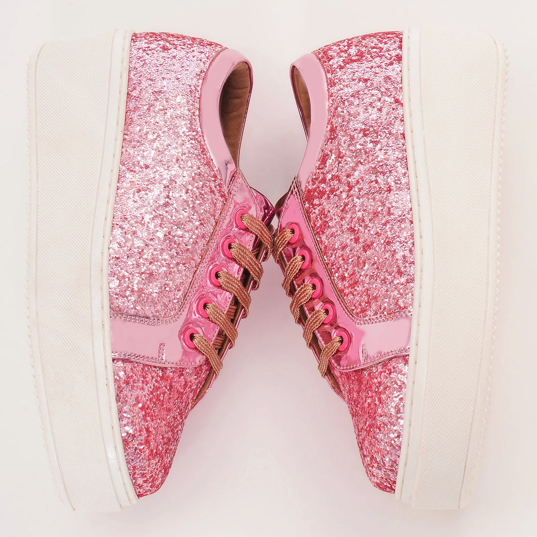 Glitterati Sneakers - Pink - The Quirky Naari