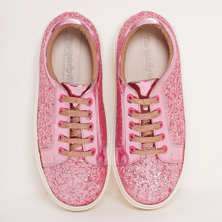 Glitterati Sneakers - Pink - The Quirky Naari