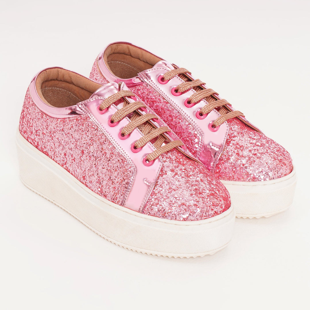 Glitterati Sneakers - Pink - The Quirky Naari