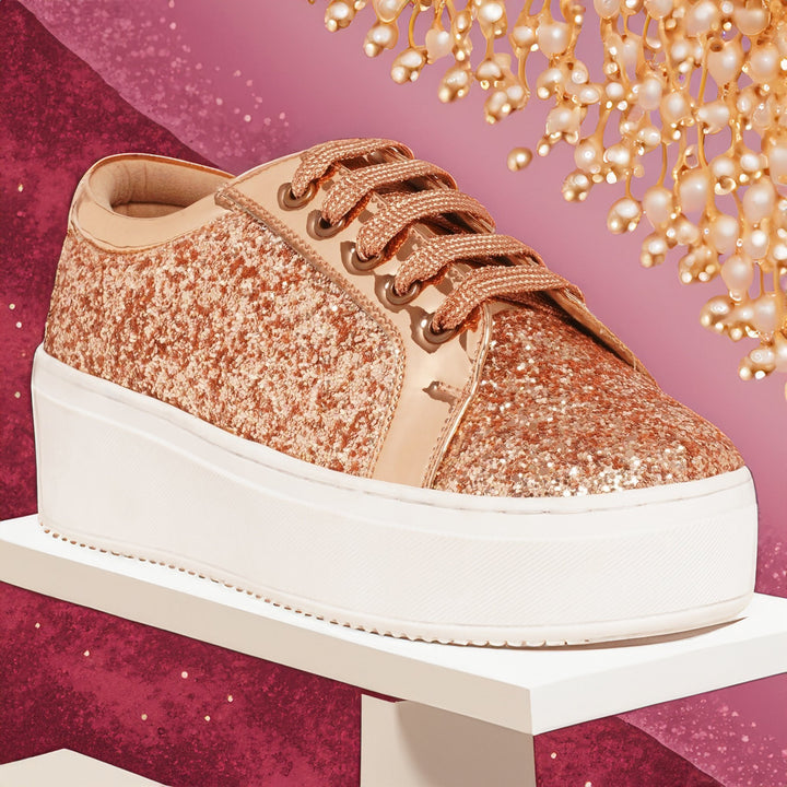 Glitterati Sneakers - Rose Gold - The Quirky Naari