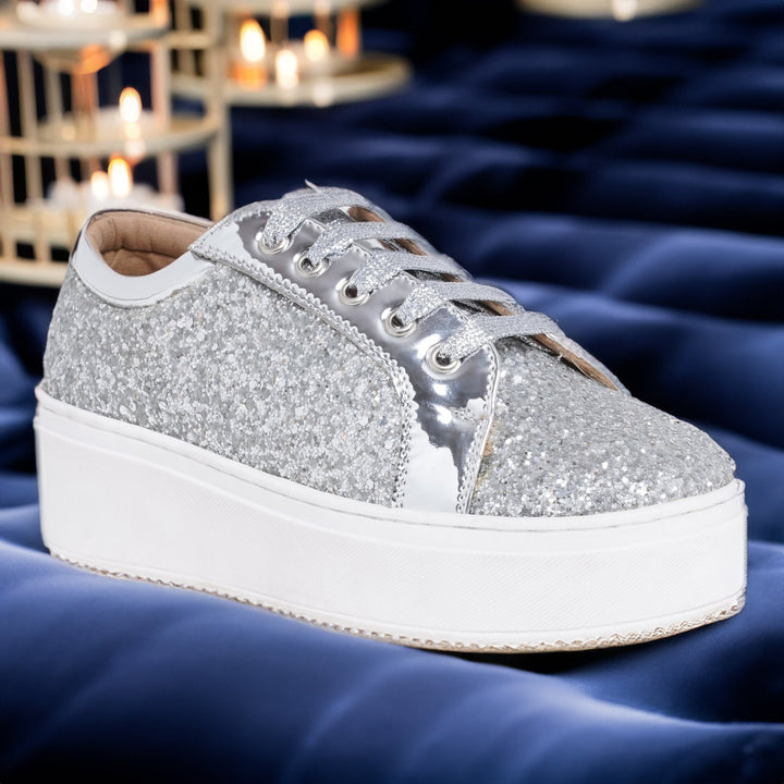 Glitterati Sneakers - Silver - The Quirky Naari