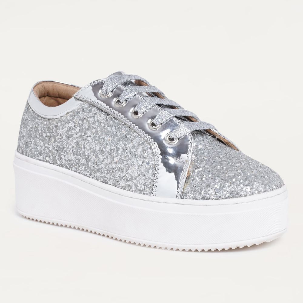 Glitterati Sneakers - Silver - The Quirky Naari