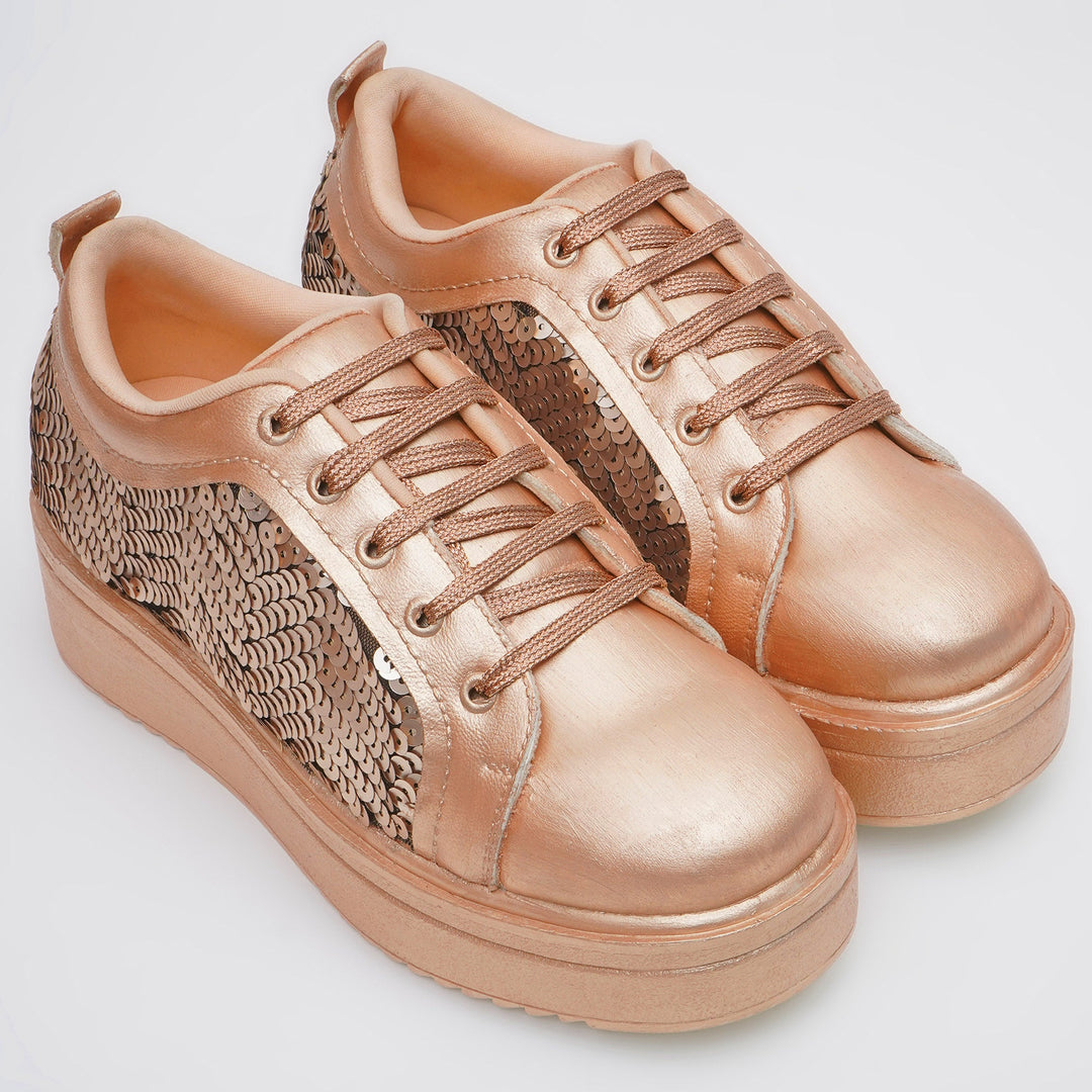 Golden Glitz Heel Sneakers - The Quirky Naari