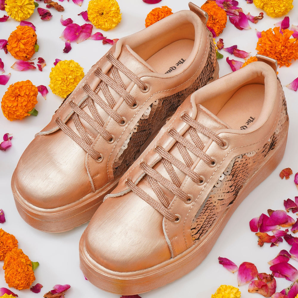 Golden Glitz Heel Sneakers - The Quirky Naari