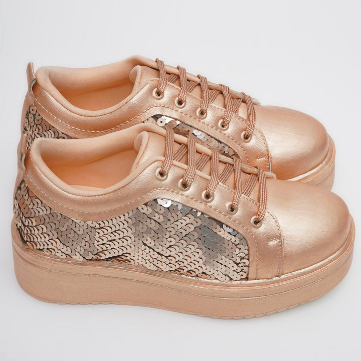 Golden Glitz Heel Sneakers - The Quirky Naari