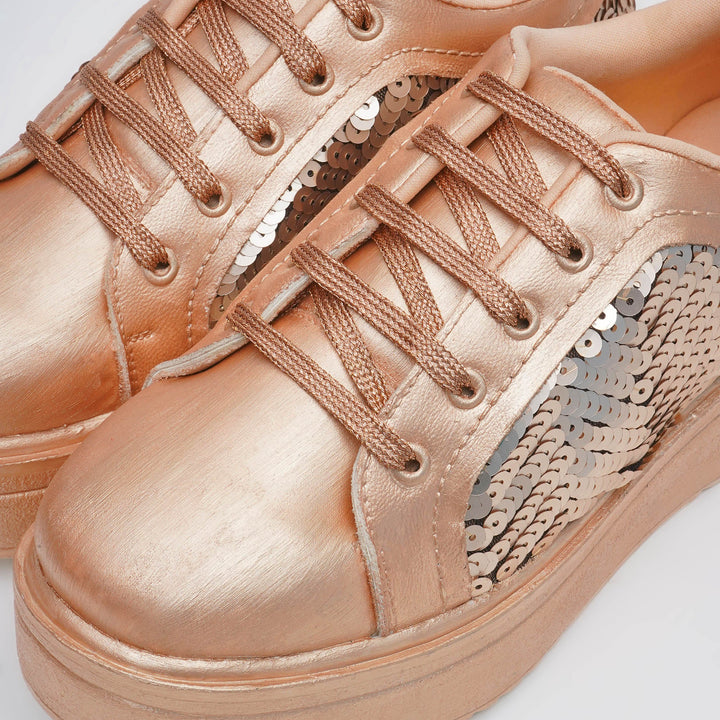 Golden Glitz Heel Sneakers - The Quirky Naari