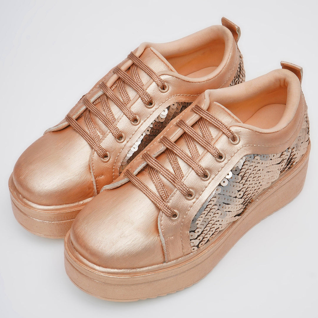 Golden Glitz Heel Sneakers - The Quirky Naari