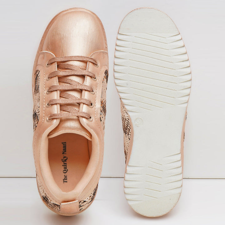 Golden Glitz Heel Sneakers - The Quirky Naari