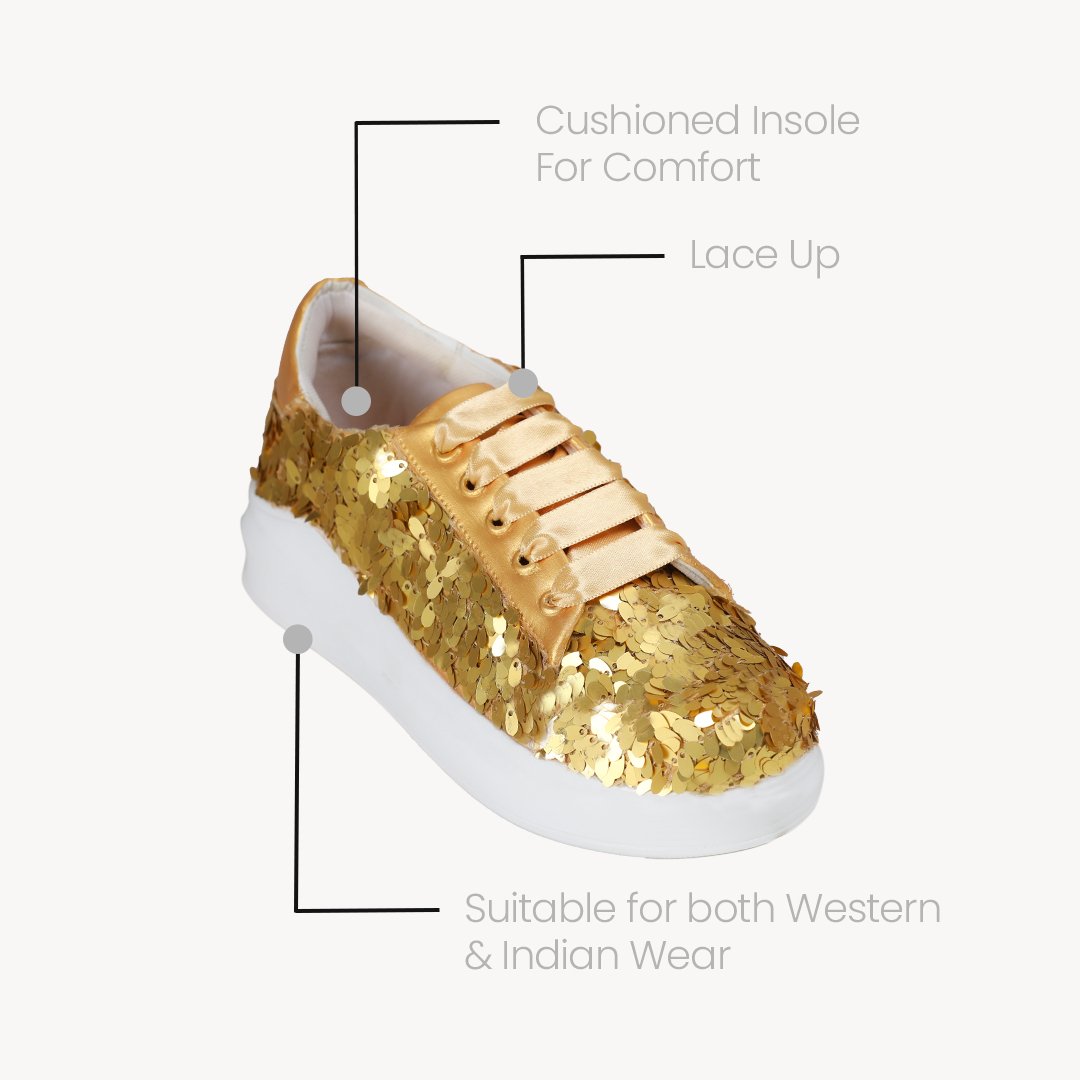 Golden Hour Sequin Sneakers - The Quirky Naari