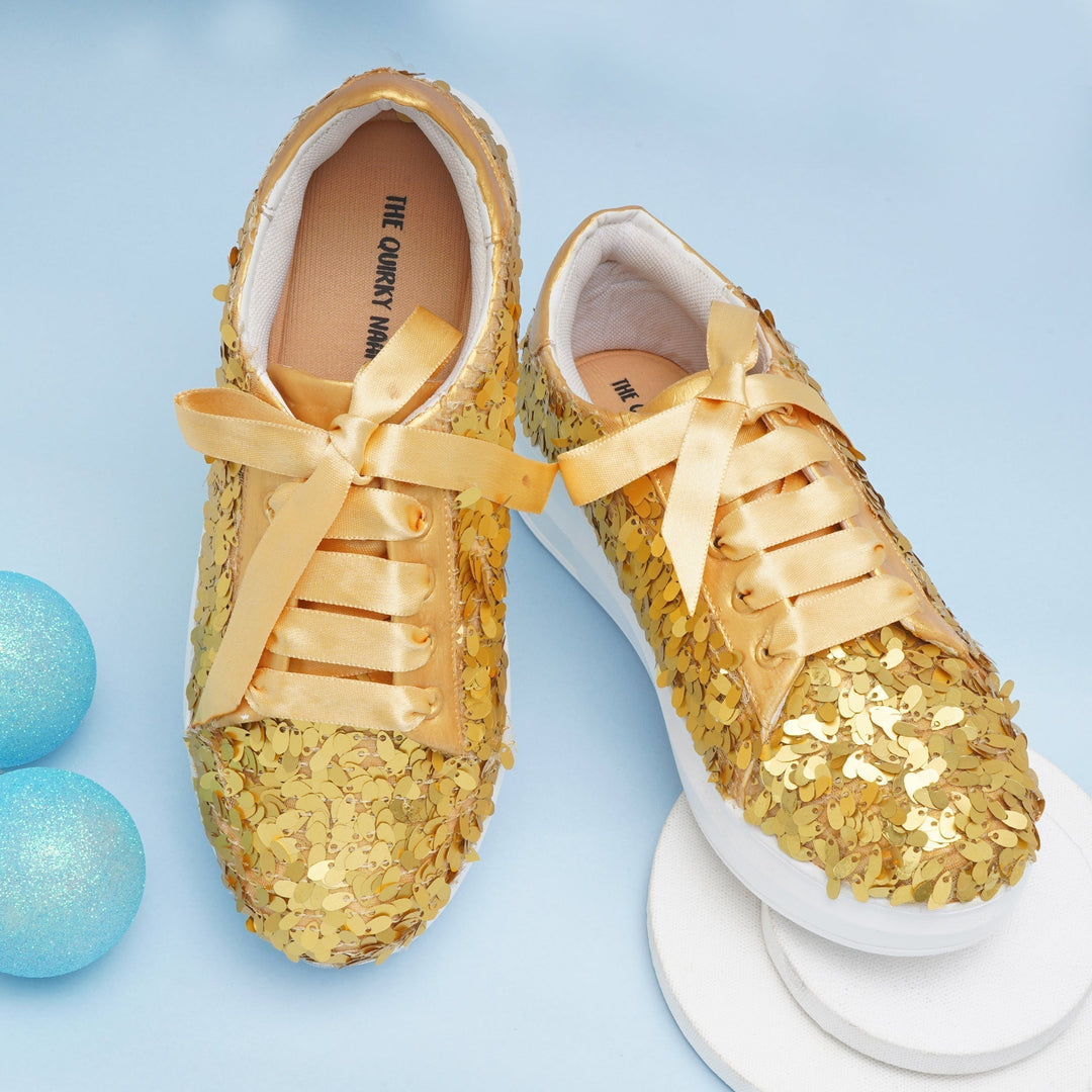 Golden Hour Sequin Sneakers - The Quirky Naari