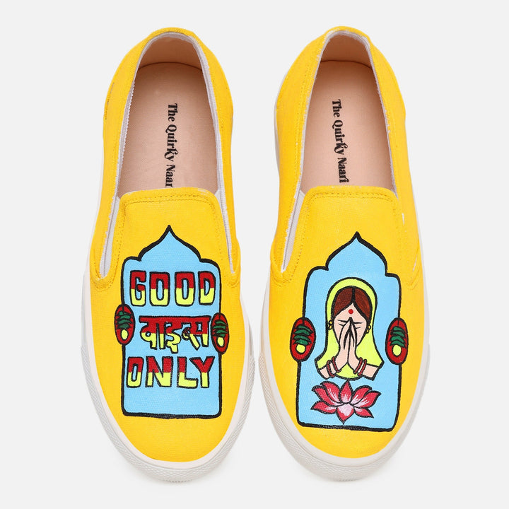 Good Vibes Only Slipons - The Quirky Naari