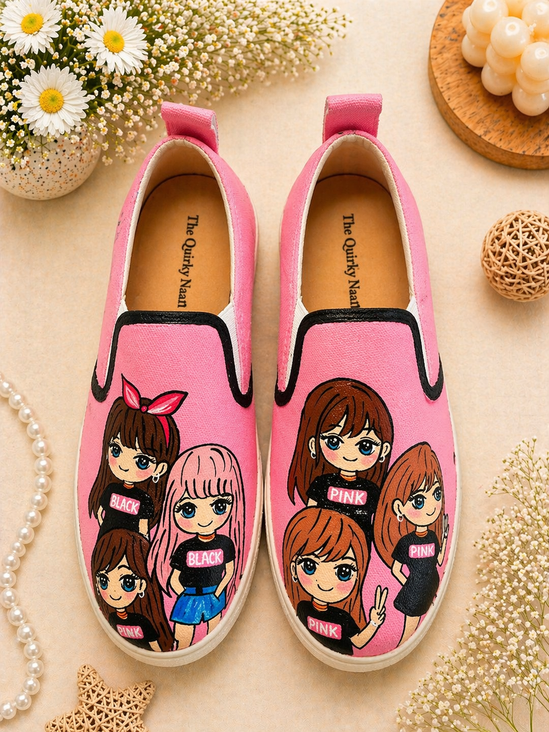 Handpainted Black Pink - The Quirky Naari
