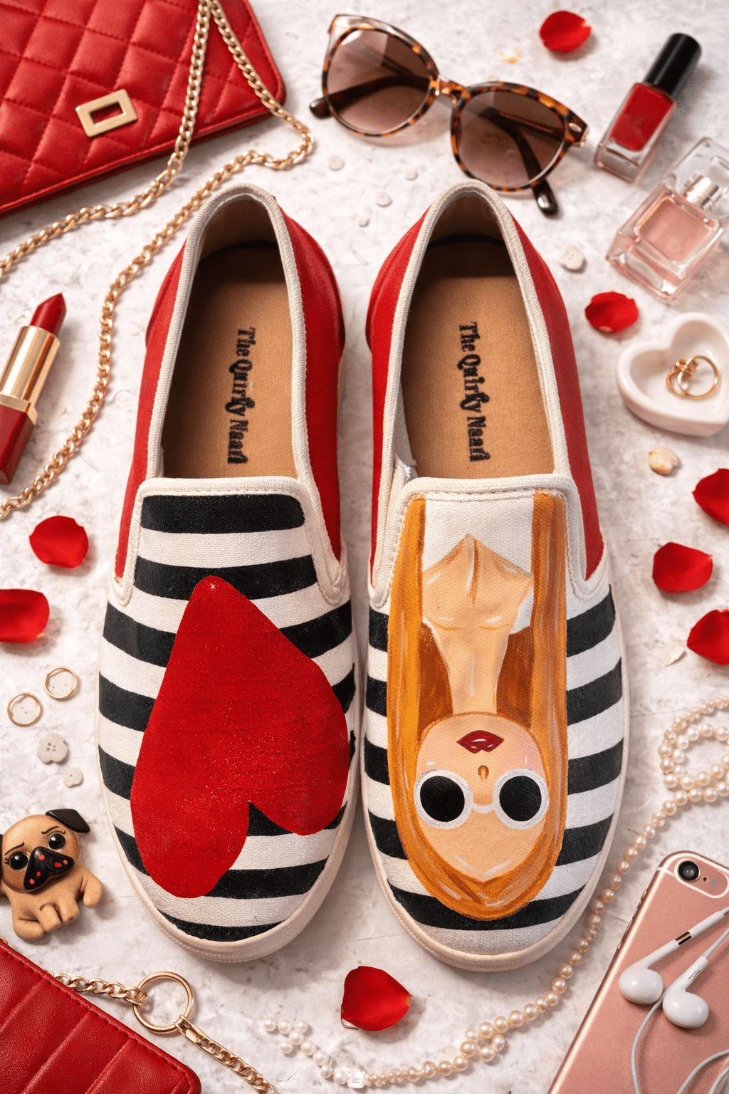 Handpainted Fashionista Slipons - The Quirky Naari