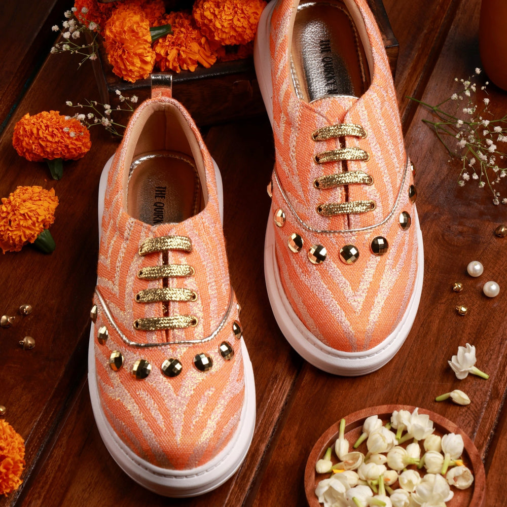 Juliet Sneakers in Royal Orange - The Quirky Naari