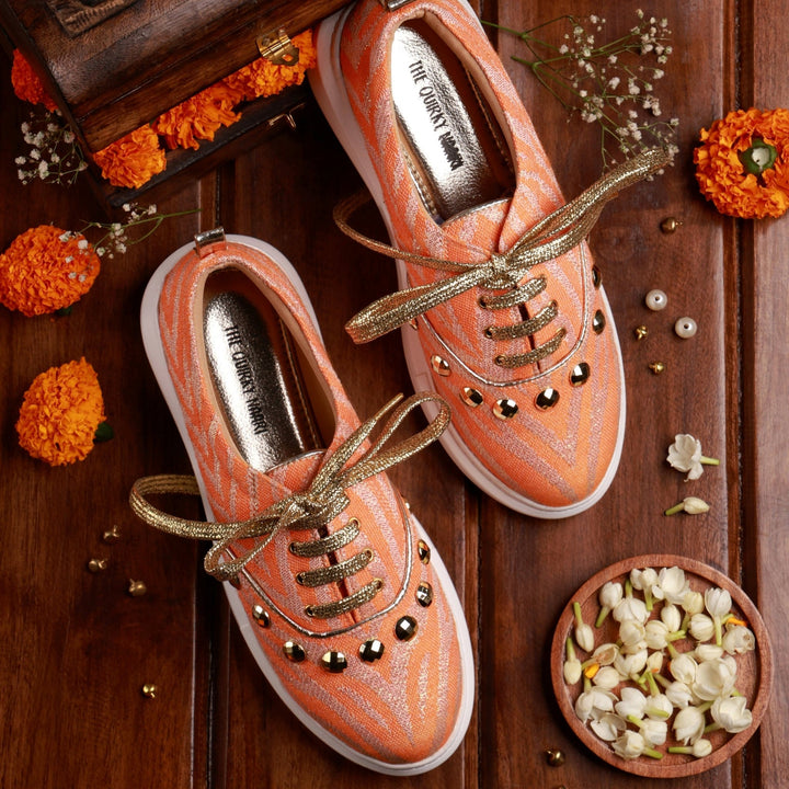 Juliet Sneakers in Royal Orange - The Quirky Naari