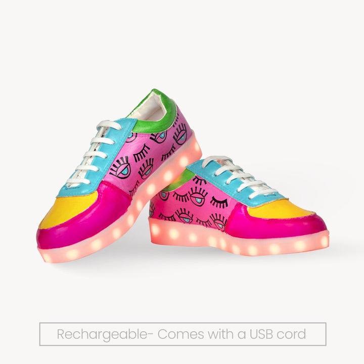 Light Me Up Sneakers - Ankle (Evil Eye Edition) - The Quirky Naari