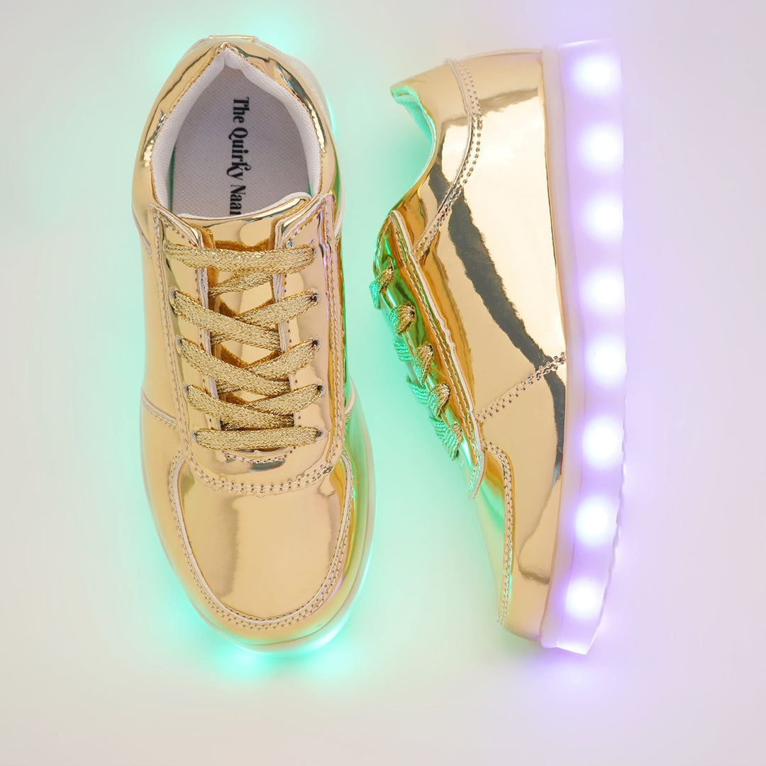 Light Me Up Sneakers - Ankle (Golden) - The Quirky Naari