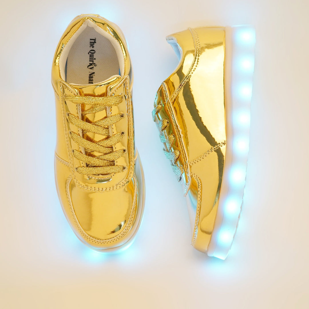 Light Me Up Sneakers - Ankle (Golden) - The Quirky Naari