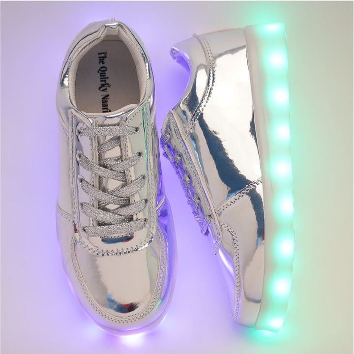 Light Me Up Sneakers - Ankle (Silver) - The Quirky Naari