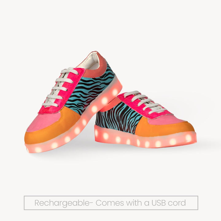 Light Me Up Sneakers - Ankle (Zebra Edition) - The Quirky Naari