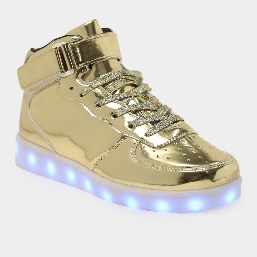 Light me up Sneakers - High Top (Golden) - The Quirky Naari