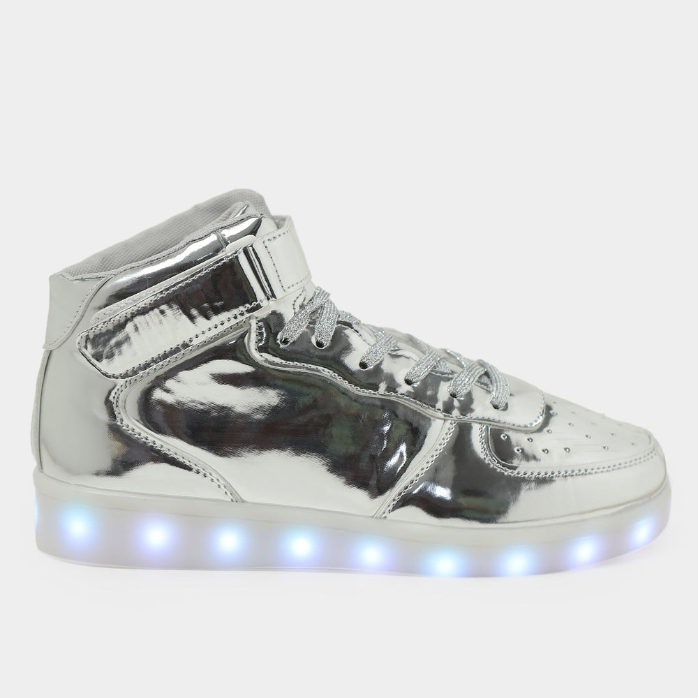 Light me up Sneakers - High Top (Silver) - The Quirky Naari