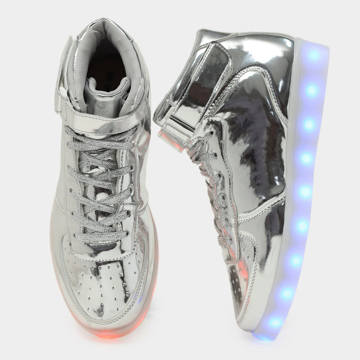 Light me up Sneakers - High Top (Silver) - The Quirky Naari