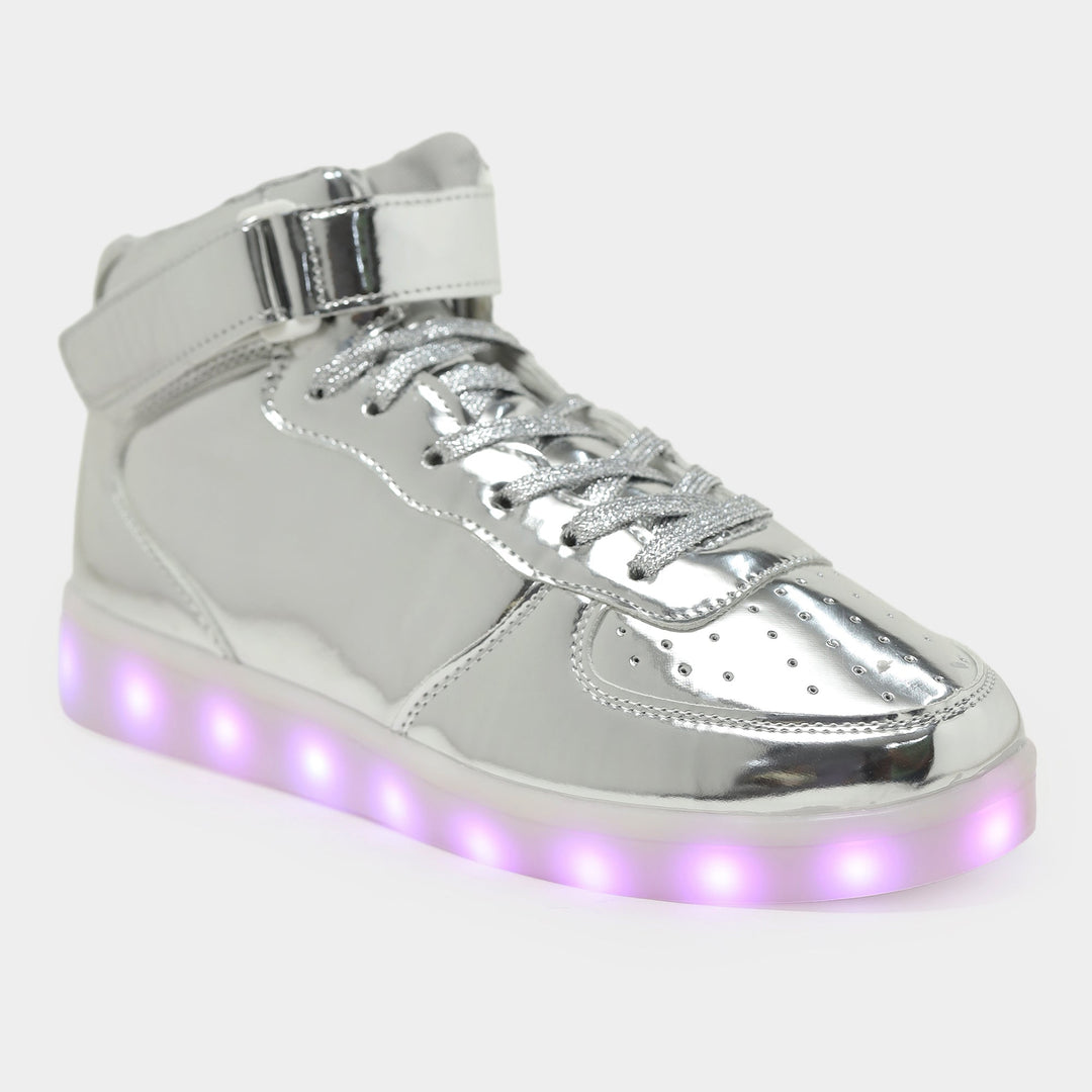 Light me up Sneakers - High Top (Silver) - The Quirky Naari