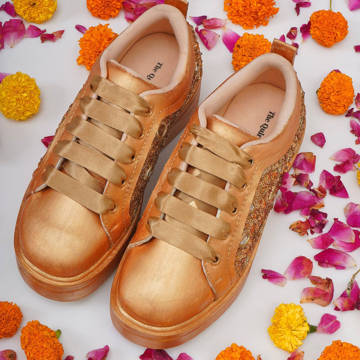 Mirror Luxe Heel Sneakers - The Quirky Naari