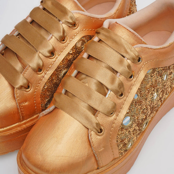 Mirror Luxe Heel Sneakers - The Quirky Naari