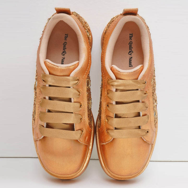 Mirror Luxe Heel Sneakers - The Quirky Naari